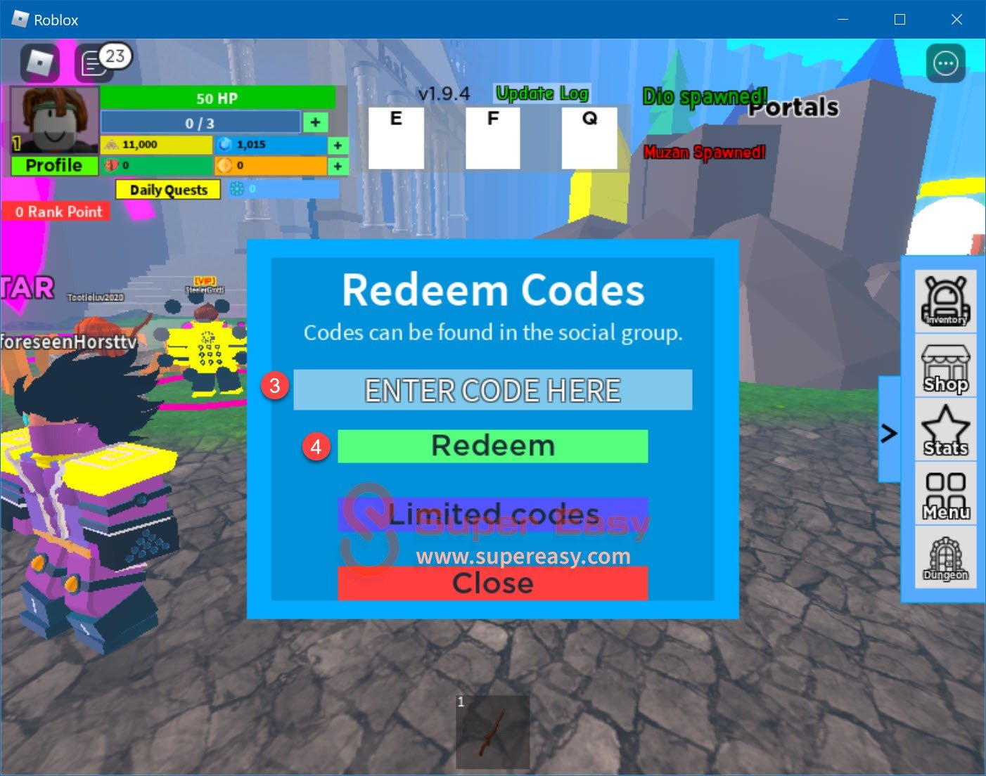 How to redeem Legend RPG 2 codes 1